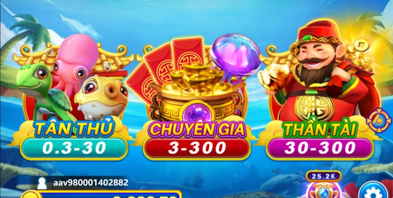 Bắn Cá Thần Tài tại HipClub – Thế giới đại dương rực rỡ, săn thưởng cực đỉnh 2 Phòng Chuyên gia trong Bắn Cá Thần Tài với mức cược dao động